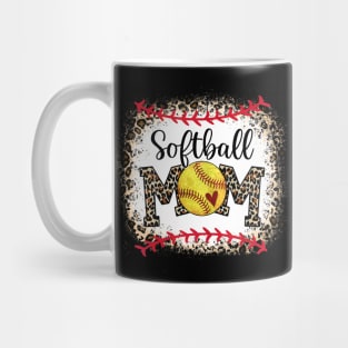 Softball Mom Leopard Funny Baseball Mom Mother's Day 2022 Shirt Mug